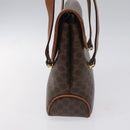 CELINE Macadam Canvas Hand Bag PVC Leather Brown Auth 115387-4