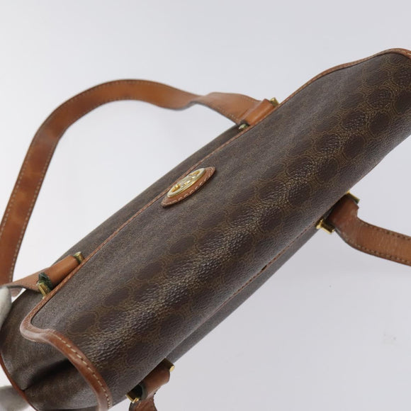 CELINE Macadam Canvas Hand Bag PVC Leather Brown Auth 115387