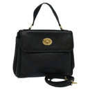Burberrys Hand Bag Leather 2way Black Auth 115392-1