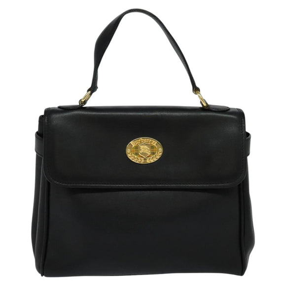Burberrys Hand Bag Leather 2way Black Auth 115392