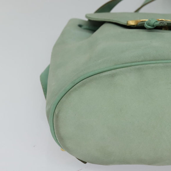 Salvatore Ferragamo Backpack Suede Peppermint Gold Auth 115402