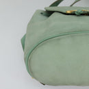 Salvatore Ferragamo Backpack Suede Peppermint Gold Auth 115402-14