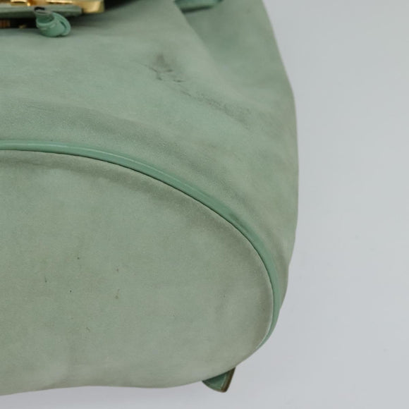 Salvatore Ferragamo Backpack Suede Peppermint Gold Auth 115402