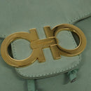 Salvatore Ferragamo Backpack Suede Peppermint Gold Auth 115402-17