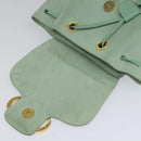 Salvatore Ferragamo Backpack Suede Peppermint Gold Auth 115402-10