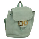Salvatore Ferragamo Backpack Suede Peppermint Gold Auth 115402-1