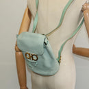 Salvatore Ferragamo Backpack Suede Peppermint Gold Auth 115402-21