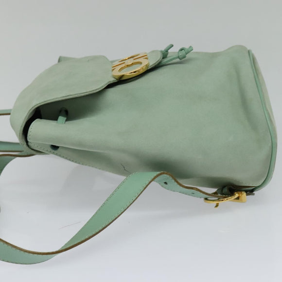Salvatore Ferragamo Backpack Suede Peppermint Gold Auth 115402