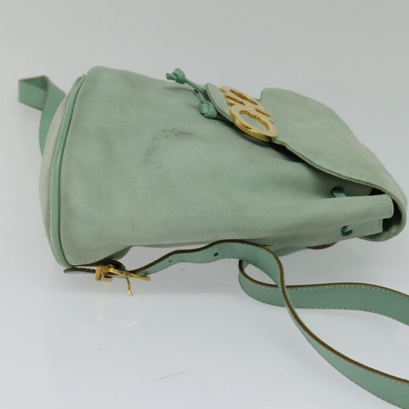 Salvatore Ferragamo Backpack Suede Peppermint Gold Auth 115402