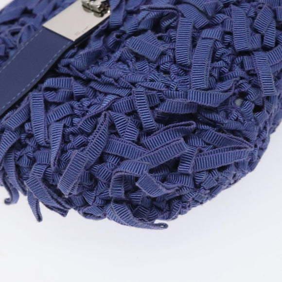 Salvatore Ferragamo Gancini Shoulder Bag Canvas Blue Auth 115403