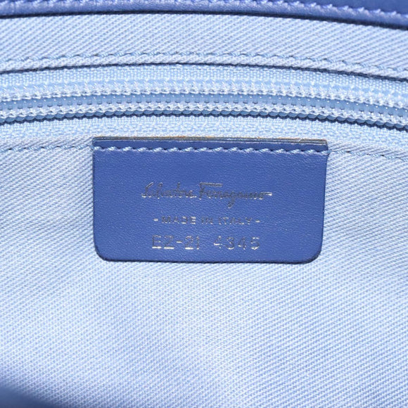 Salvatore Ferragamo Gancini Shoulder Bag Canvas Blue Auth 115403