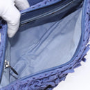 Salvatore Ferragamo Gancini Shoulder Bag Canvas Blue Auth 115403-10