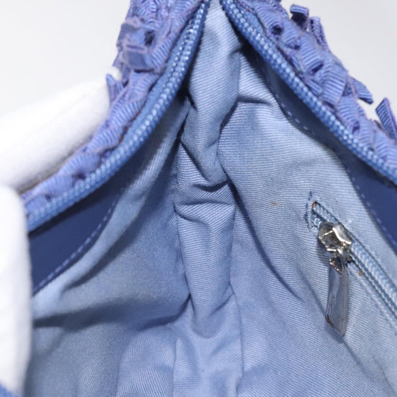 Salvatore Ferragamo Gancini Shoulder Bag Canvas Blue Auth 115403