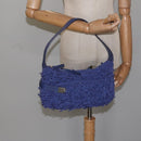Salvatore Ferragamo Gancini Shoulder Bag Canvas Blue Auth 115403-22