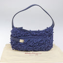 Salvatore Ferragamo Gancini Shoulder Bag Canvas Blue Auth 115403-12