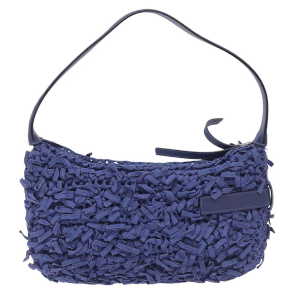 Salvatore Ferragamo Gancini Shoulder Bag Canvas Blue Auth 115403