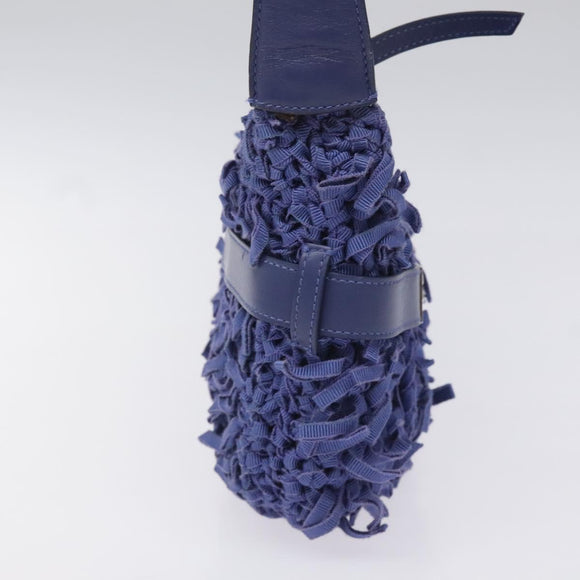 Salvatore Ferragamo Gancini Shoulder Bag Canvas Blue Auth 115403