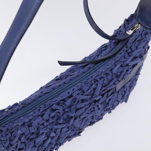 Salvatore Ferragamo Gancini Shoulder Bag Canvas Blue Auth 115403