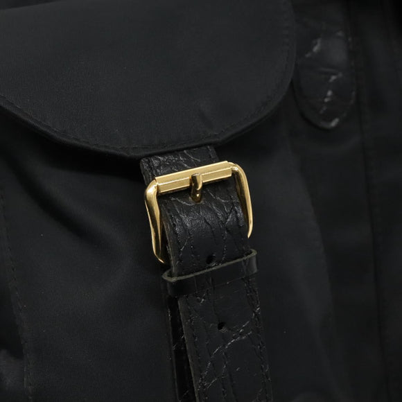 Gianni Versace Backpack Nylon Black Auth 115404