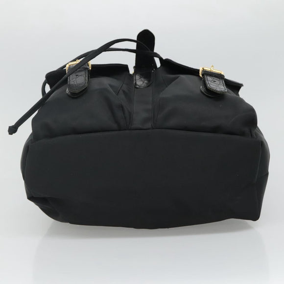 Gianni Versace Backpack Nylon Black Auth 115404