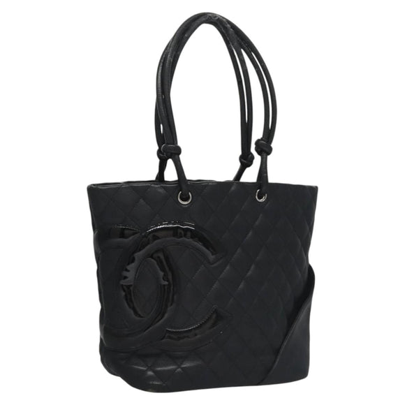 CHANEL Matelasse Cambon Line Shoulder Bag Leather Black CC Auth 115405