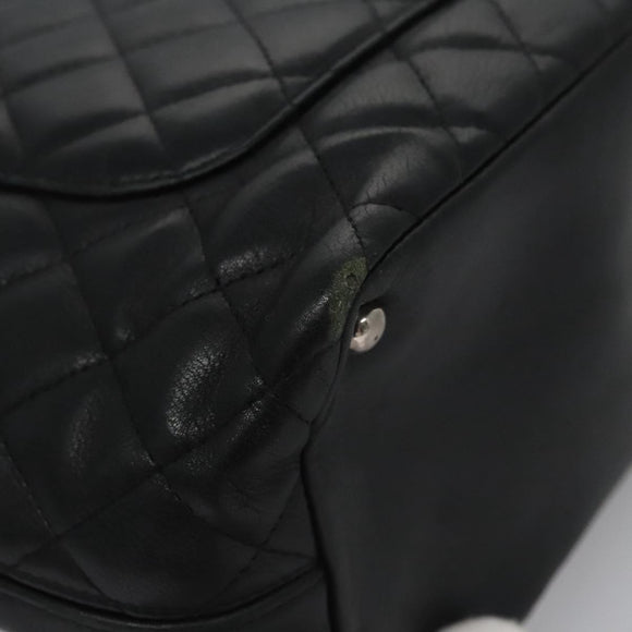 CHANEL Matelasse Cambon Line Shoulder Bag Leather Black CC Auth 115405