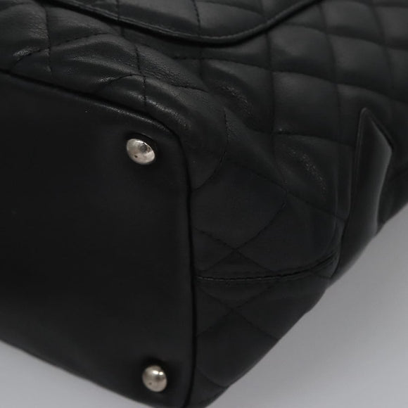 CHANEL Matelasse Cambon Line Shoulder Bag Leather Black CC Auth 115405