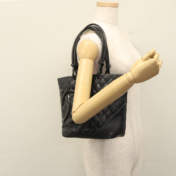 CHANEL Matelasse Cambon Line Shoulder Bag Leather Black CC Auth 115405