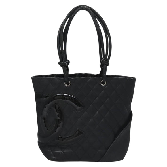 CHANEL Matelasse Cambon Line Shoulder Bag Leather Black CC Auth 115405