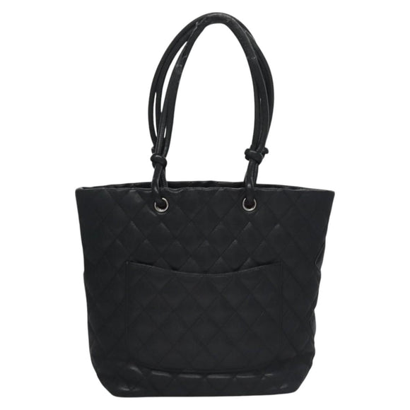 CHANEL Matelasse Cambon Line Shoulder Bag Leather Black CC Auth 115405