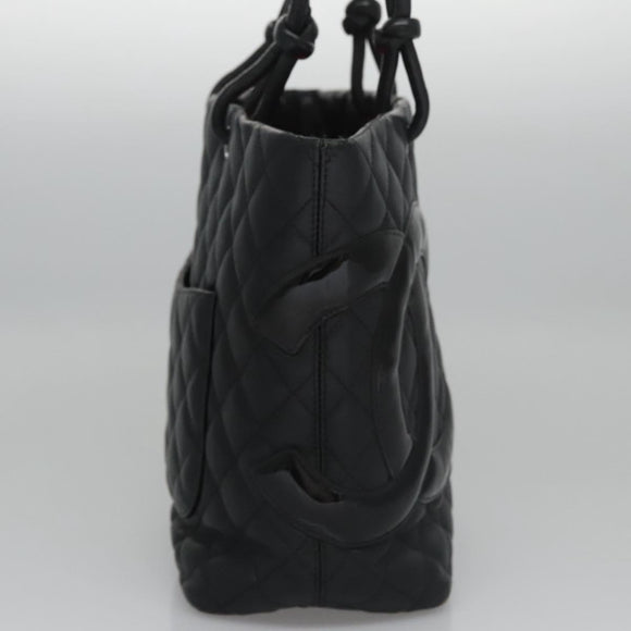 CHANEL Matelasse Cambon Line Shoulder Bag Leather Black CC Auth 115405