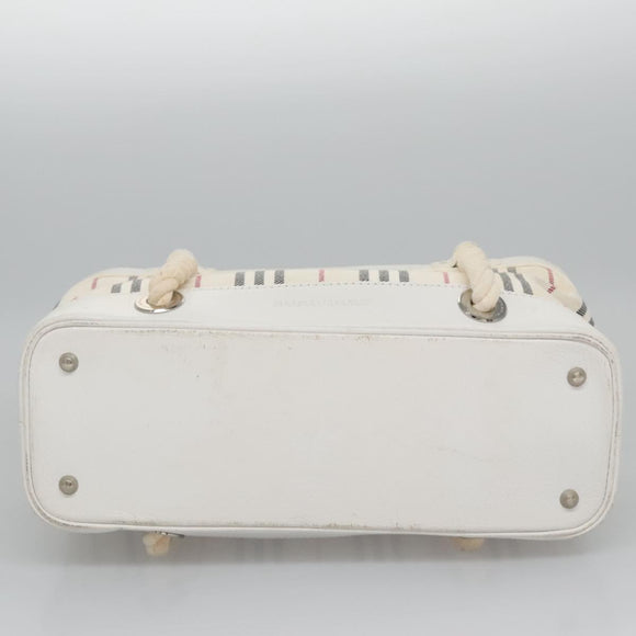 BURBERRY Hand Bag Canvas White Auth 115428