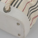 BURBERRY Hand Bag Canvas White Auth 115428-15