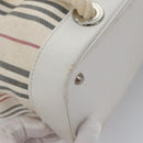 BURBERRY Hand Bag Canvas White Auth 115428-16
