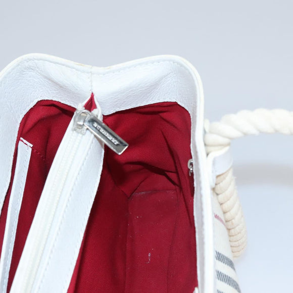 BURBERRY Hand Bag Canvas White Auth 115428