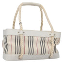 BURBERRY Hand Bag Canvas White Auth 115428-1