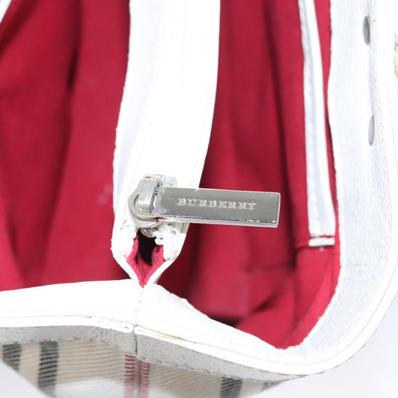 BURBERRY Hand Bag Canvas White Auth 115428