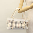 BURBERRY Hand Bag Canvas White Auth 115428-27