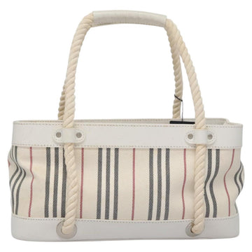 BURBERRY Hand Bag Canvas White Auth 115428 - 0