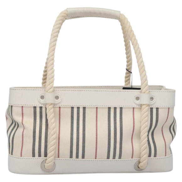 BURBERRY Hand Bag Canvas White Auth 115428