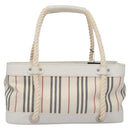 BURBERRY Hand Bag Canvas White Auth 115428-2