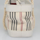 BURBERRY Hand Bag Canvas White Auth 115428-3