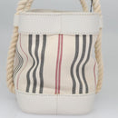 BURBERRY Hand Bag Canvas White Auth 115428-5