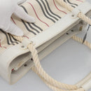 BURBERRY Hand Bag Canvas White Auth 115428-7