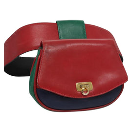 Salvatore Ferragamo Gancini Waist bag Leather Red Auth 115429