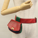 Salvatore Ferragamo Gancini Waist bag Leather Red Auth 115429-21