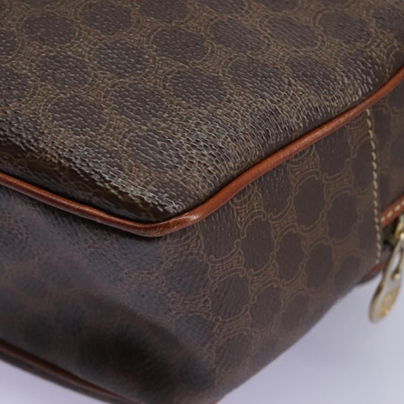 CELINE Macadam Canvas Shoulder Bag PVC Leather Brown Auth 115445