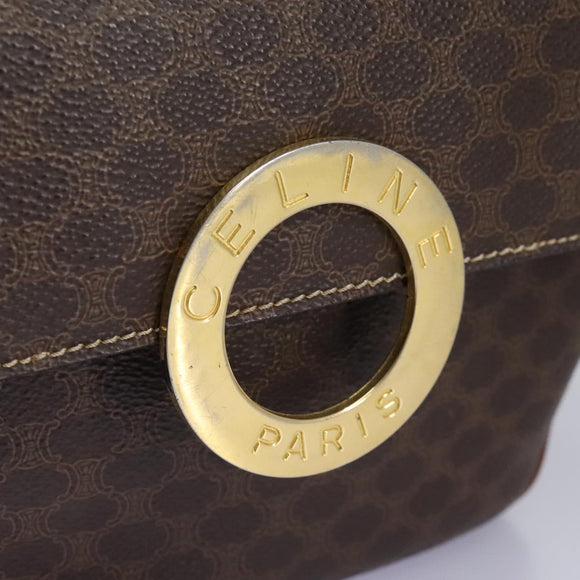 CELINE Macadam Canvas Shoulder Bag PVC Leather Brown Auth 115445