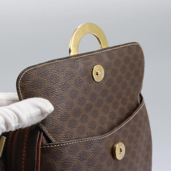 CELINE Macadam Canvas Shoulder Bag PVC Leather Brown Auth 115445