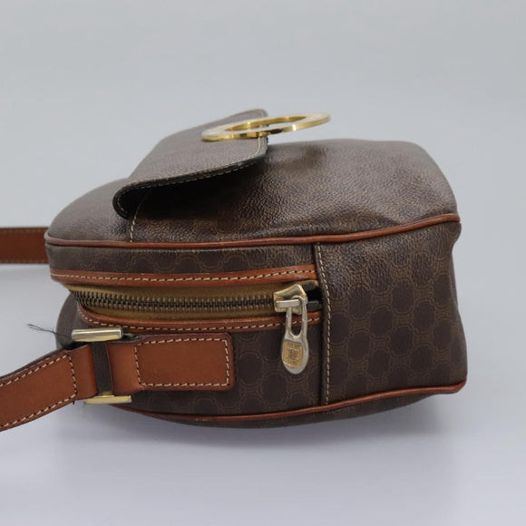 CELINE Macadam Canvas Shoulder Bag PVC Leather Brown Auth 115445